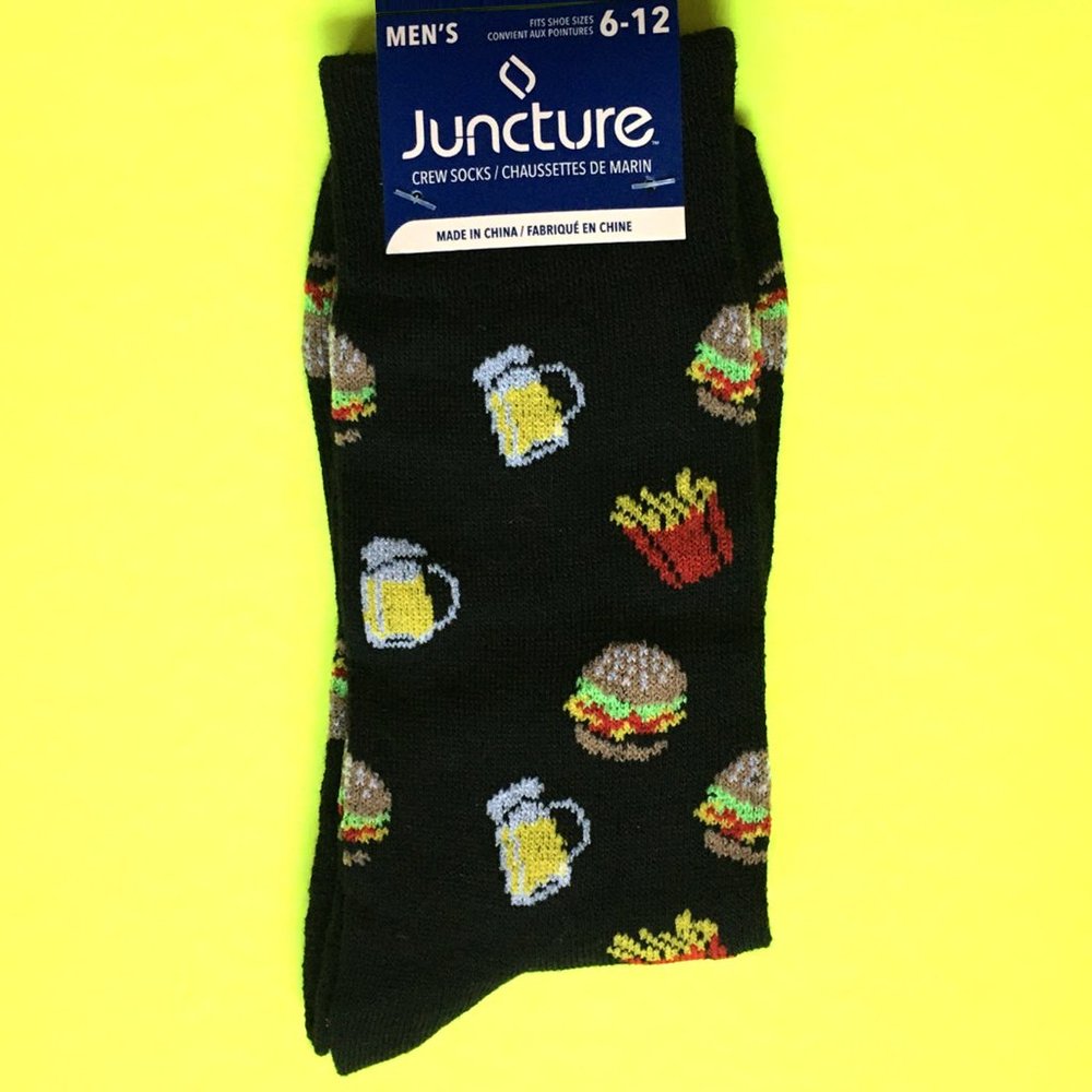 Mens Fun Beer Burger and Fries Socks